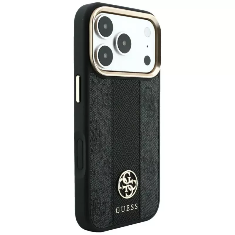 Guess 4G Stripe Round and Classic Logos MagSafe puzdro pre iPhone 18 Pro Max / 17 Pro Max - čierna
