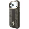 Guess 4G Stripe Round and Classic Logos MagSafe puzdro pre iPhone 18 Pro / 17 Pro - hnedá