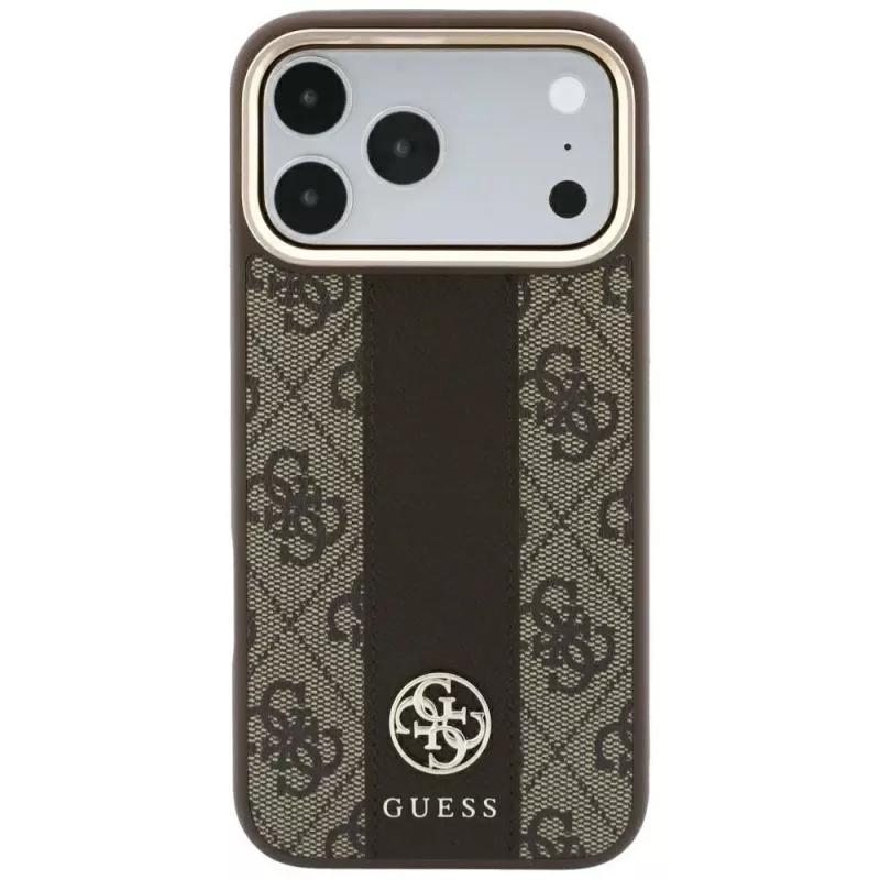 Guess 4G Stripe Round & Classic Logos MagSafe puzdro pre iPhone 18 Pro Max / 17 Pro Max - hnedé
