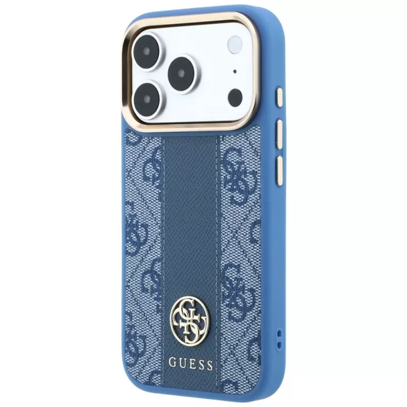 Guess 4G Stripe Round and Classic Logos MagSafe puzdro pre Apple iPhone 18 Pro / 17 Pro - modrá