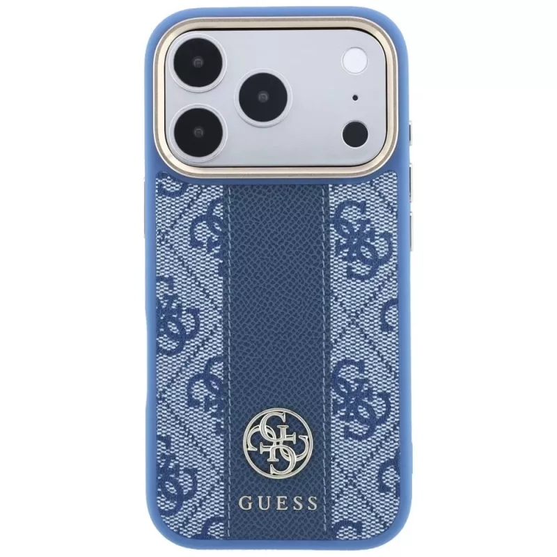 Guess 4G Stripe Round and Classic Logos MagSafe puzdro pre Apple iPhone 18 Pro / 17 Pro - modrá