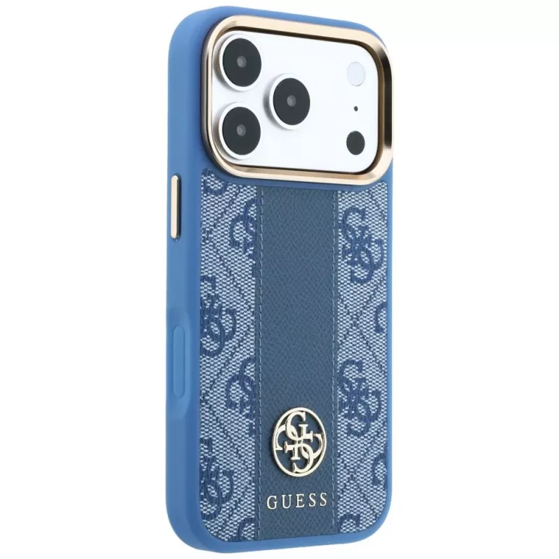 Guess 4G Stripe Round Classic Logos MagSafe puzdro pre iPhone 18 Pro Max / 17 Pro Max - modrá