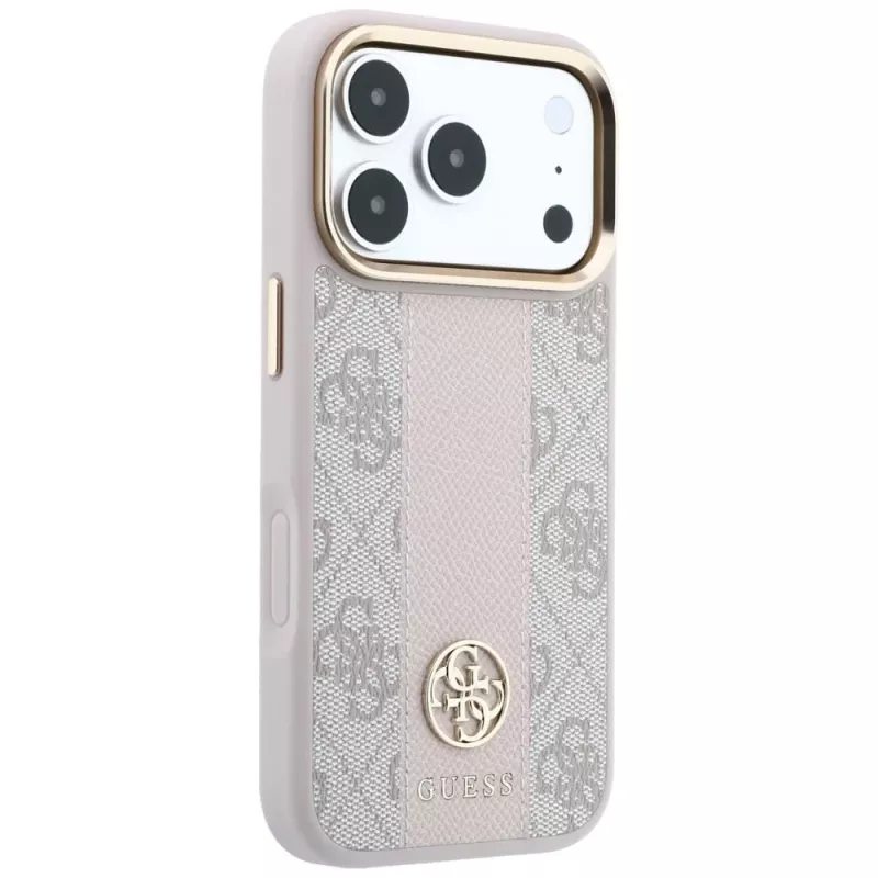 GUESS 4G Stripe Round and Classic Logos MagSafe puzdro pre iPhone 18 Pro Max / 17 Pro Max - ružová