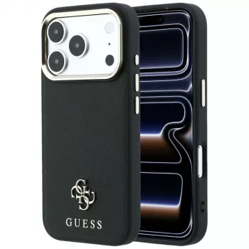 Guess Saffiano Small 4G & Classic Logo MagSafe puzdro pre Apple iPhone 17 Pro Max / 18 Pro Max - čierna