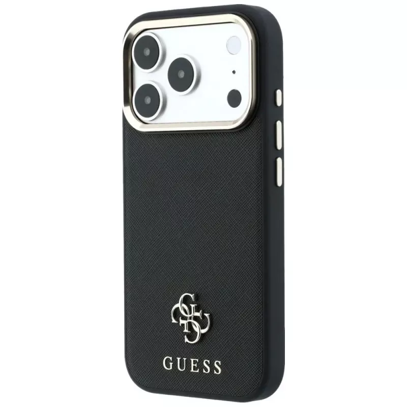 Guess Saffiano Small 4G & Classic Logo MagSafe puzdro pre Apple iPhone 17 Pro Max / 18 Pro Max - čierna