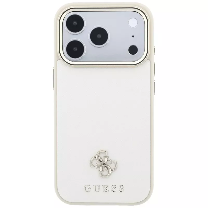 GUESS Saffiano Small 4G & Classic Logo MagSafe puzdro pre iPhone 17 Pro Max / 18 Pro Max - béžová