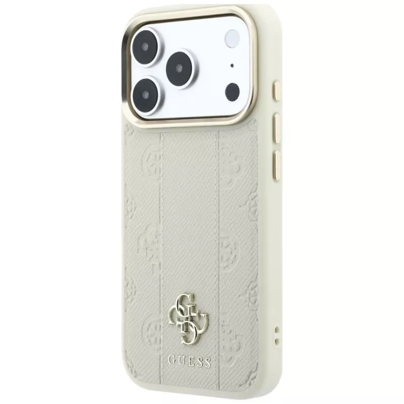 Guess Stripe Peony 4G Logo MagSafe puzdro pre Apple iPhone 18 Pro / 17 Pro – béžová