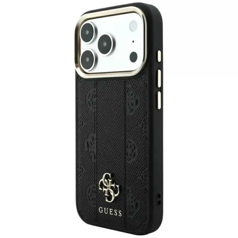 Guess Stripe Peony 4G Logo MagSafe puzdro pre iPhone 18 Pro Max / 17 Pro Max - čierna