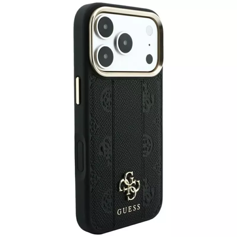 Guess Stripe Peony 4G Logo MagSafe puzdro pre iPhone 18 Pro Max / 17 Pro Max - čierna
