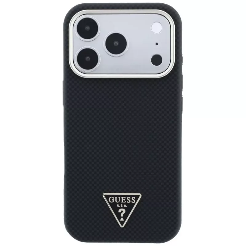 Guess Kevlar Triangle Logo MagSafe puzdro pre iPhone 17 Pro / 18 Pro - čierna
