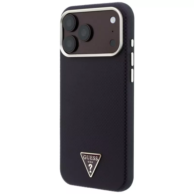 Guess Kevlar Triangle Logo MagSafe puzdro pre iPhone 17 Pro / 18 Pro - bordová