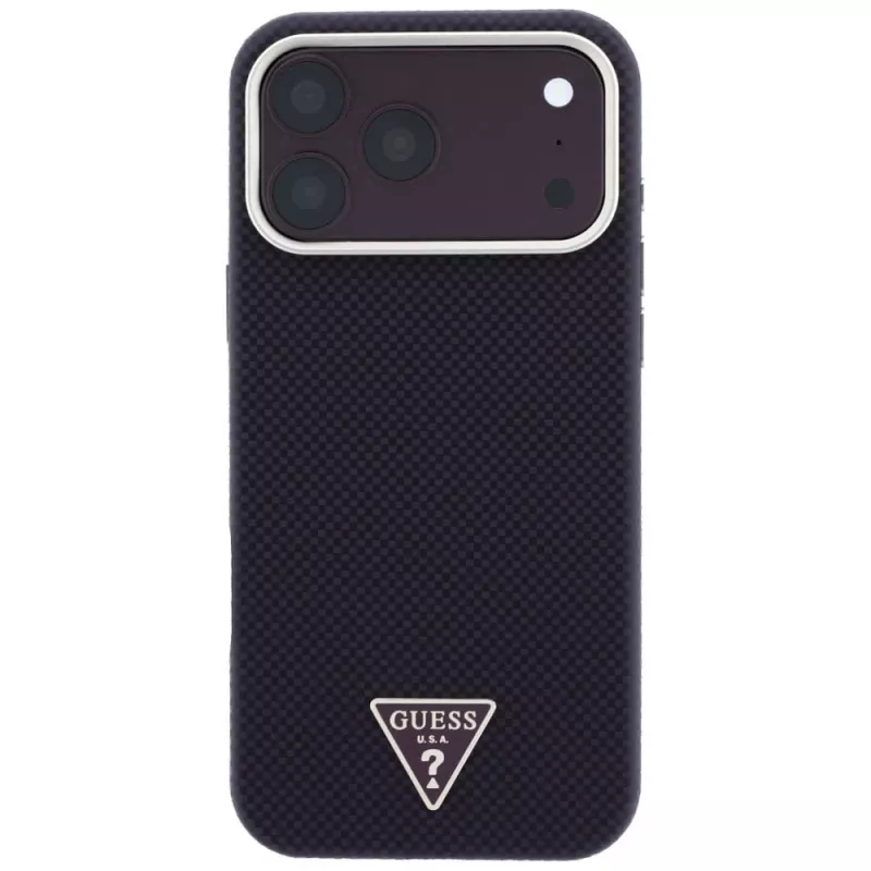 Guess Kevlar Triangle Logo MagSafe puzdro pre iPhone 17 Pro / 18 Pro - bordová