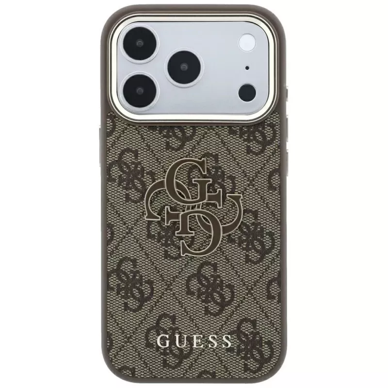 Guess 4G & Big Resin Logo puzdro pre iPhone 17 Pro Max / 18 Pro Max - hnedá