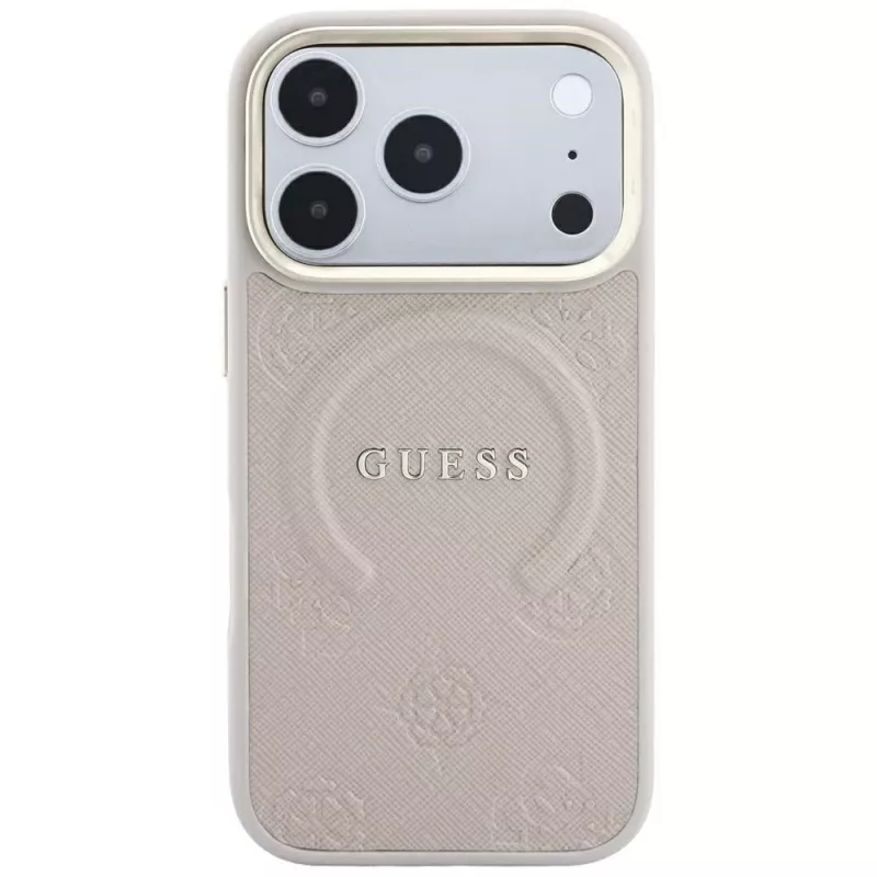 Guess Saffiano Peony & Ring MagSafe puzdro pre iPhone 18 Pro / 17 Pro - ružová