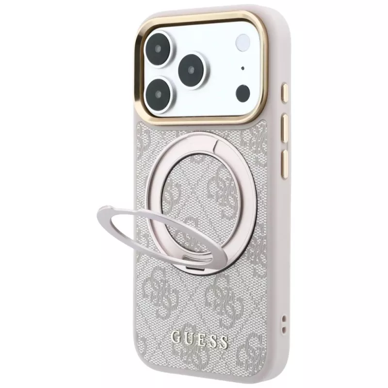 Guess Ring Stand 360 4G Classic Logo MagSafe puzdro pre iPhone 18 Pro Max / 17 Pro Max - ružová