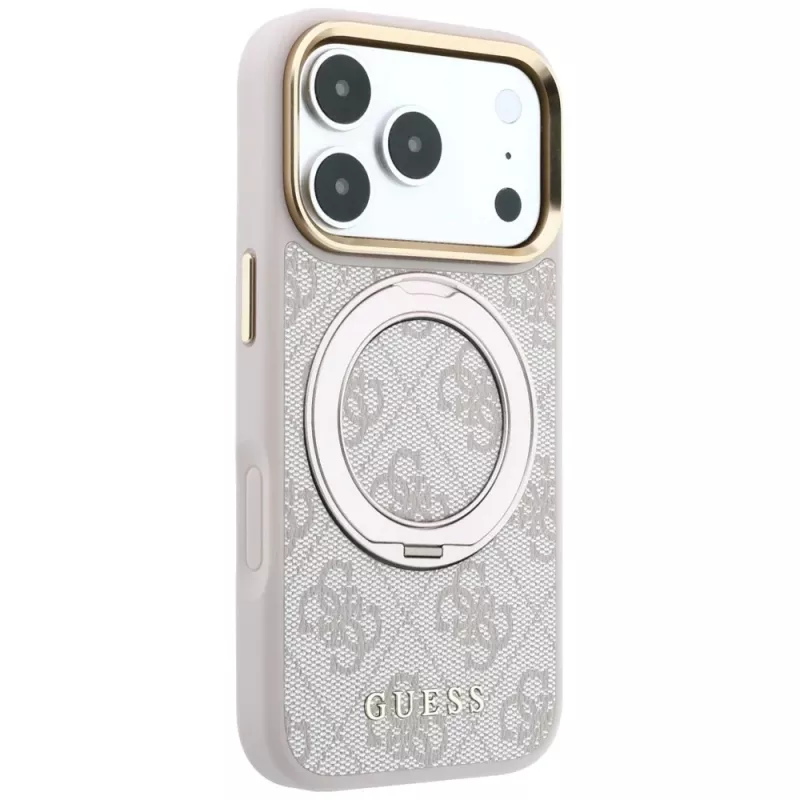 Guess Ring Stand 360 4G Classic Logo MagSafe puzdro pre iPhone 18 Pro Max / 17 Pro Max - ružová