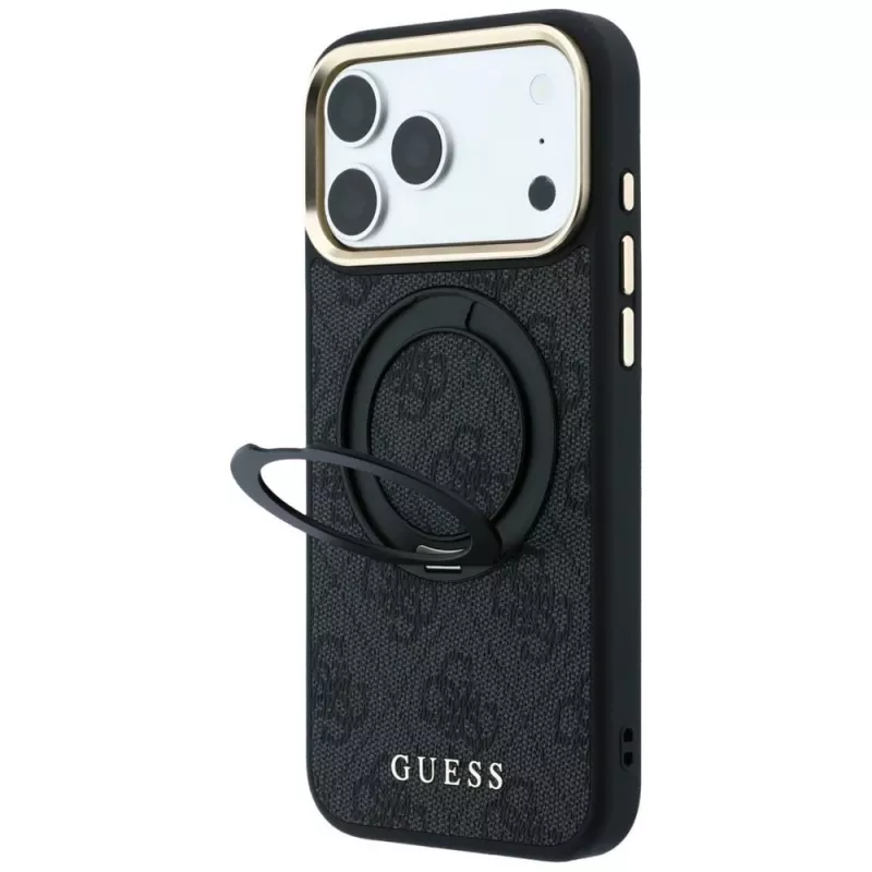 Guess Ring Stand 360 4G Classic Logo MagSafe puzdro pre iPhone 18 Pro / 17 Pro, čierna