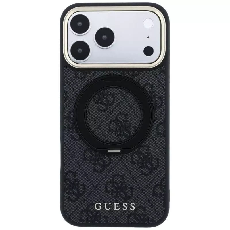 Guess Ring Stand 360 4G Classic Logo MagSafe puzdro pre iPhone 18 Pro / 17 Pro, čierna