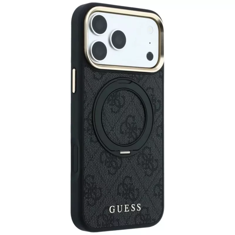Guess Ring Stand 360 4G Classic Logo MagSafe puzdro pre iPhone 18 Pro / 17 Pro, čierna
