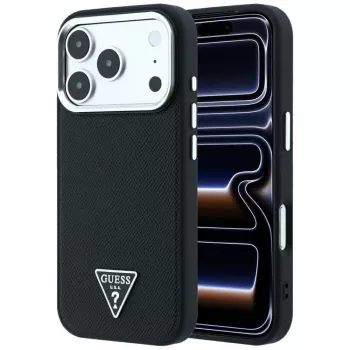 Guess Grained Triangle Logo MagSafe puzdro pre iPhone 17 Pro / 18 Pro - čierna