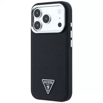 Guess Grained Triangle Logo MagSafe puzdro pre iPhone 17 Pro / 18 Pro - čierna