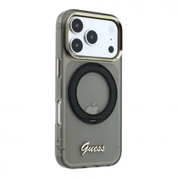Guess IML Ring Stand 360 Script Metal Logo MagSafe puzdro pre iPhone 17 Pro / 18 Pro - čierna