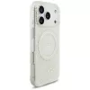 GUESS IML Flowers Allover Electroplated MagSafe puzdro s perlovým remienkom pre iPhone 18 Pro / 17 Pro - biela