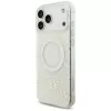 GUESS IML Flowers Allover Electroplated puzdro s perlovým náramkom MagSafe pre iPhone 18 Pro Max / 17 Pro Max biela