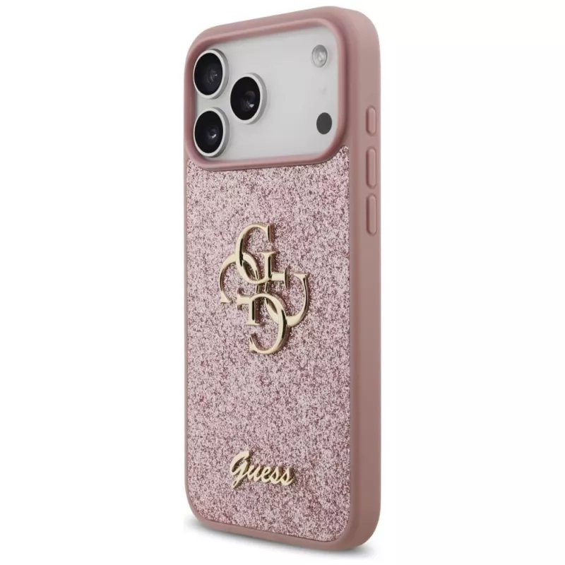 GUESS Fixed Glitter Big 4G puzdro pre iPhone 18 Pro Max / 17 Pro Max - ružová