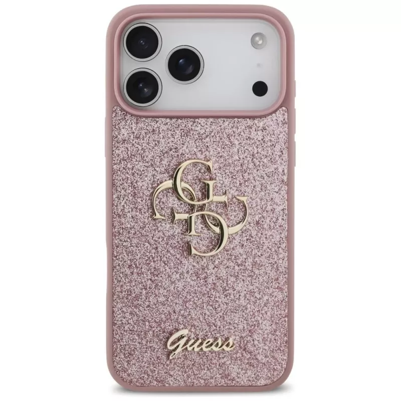 GUESS Fixed Glitter Big 4G puzdro pre iPhone 18 Pro Max / 17 Pro Max - ružová