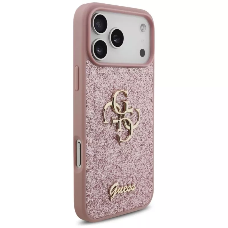 GUESS Fixed Glitter Big 4G puzdro pre iPhone 18 Pro Max / 17 Pro Max - ružová