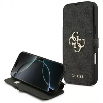 Guess Book 4G Metal Logo puzdro pre iPhone 18 Pro Max / 17 Pro Max, čierna