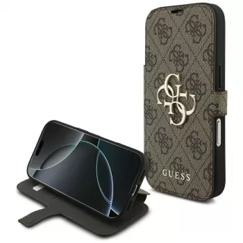 Guess Book 4G Metal Logo puzdro pre Apple iPhone 18 Pro / 17 Pro – hnedá