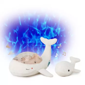Cloud B Tranquil Whale sada na spánok s projektorom a hrkálkou - biela