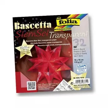 Folia Bascetta Star origami papierová sada, 32 listov, 15 x 15 cm, rôzne farby, 80 g/m², matný
