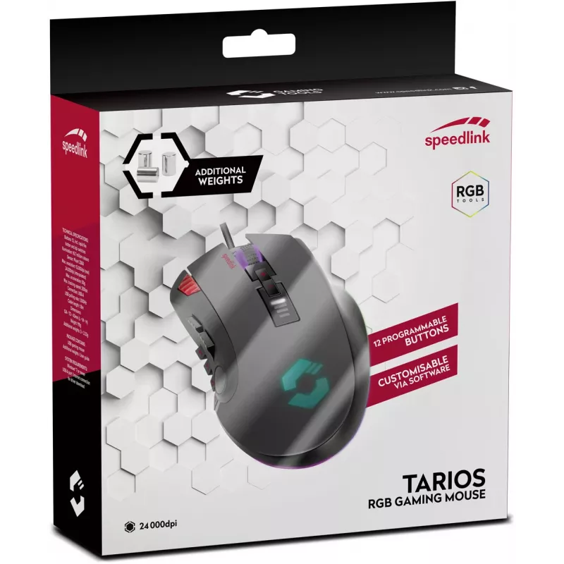 Speedlink Tarios drôtová herná USB myš, RGB, 24000 DPI (SL-680012-BK)