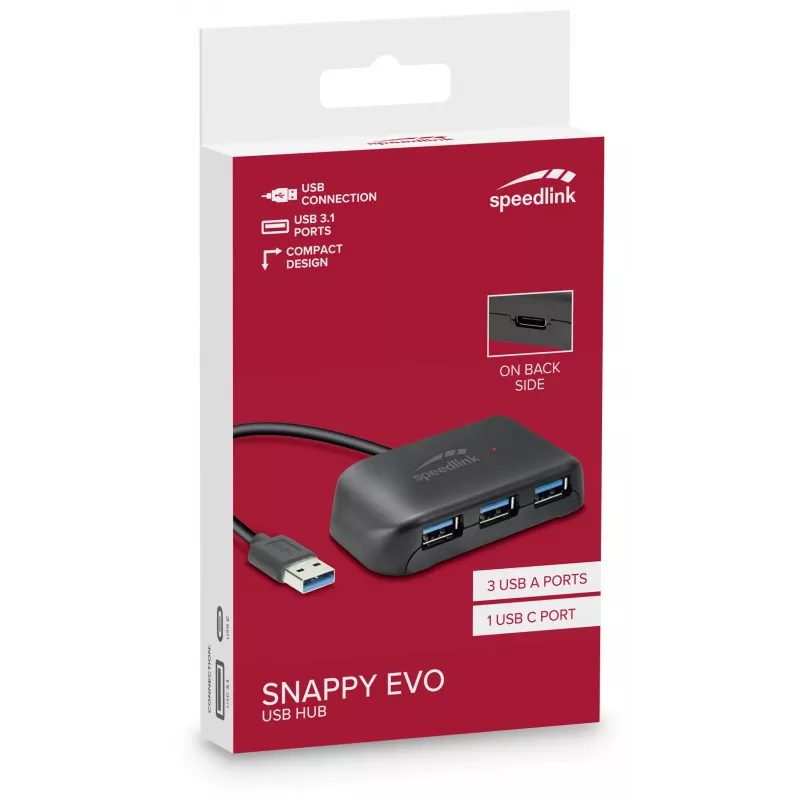 Speedlink Snappy Evo 4-portový USB 3.1 rozbočovač (SL-140109-BK)