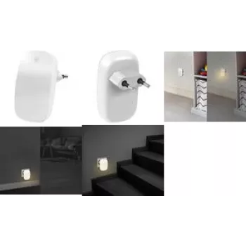 LogiLink LED nočné svetlo do zásuvky so senzorom súmraku, oválne, teplá biela, 230V, 16A, biele