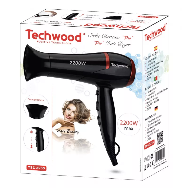 Techwood TSC-2255 Pro fén na vlasy, 2200W, čierny (TSC-2255)