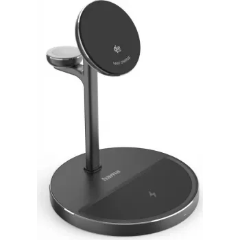 Hama 3-in-1 Qi2 bezdrôtová nabíjacia stanica, 15W, čierna