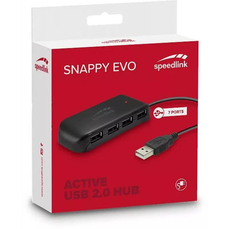 Speedlink Snappy Evo 7-portový USB 2.0 rozbočovač (SL-140005-BK)