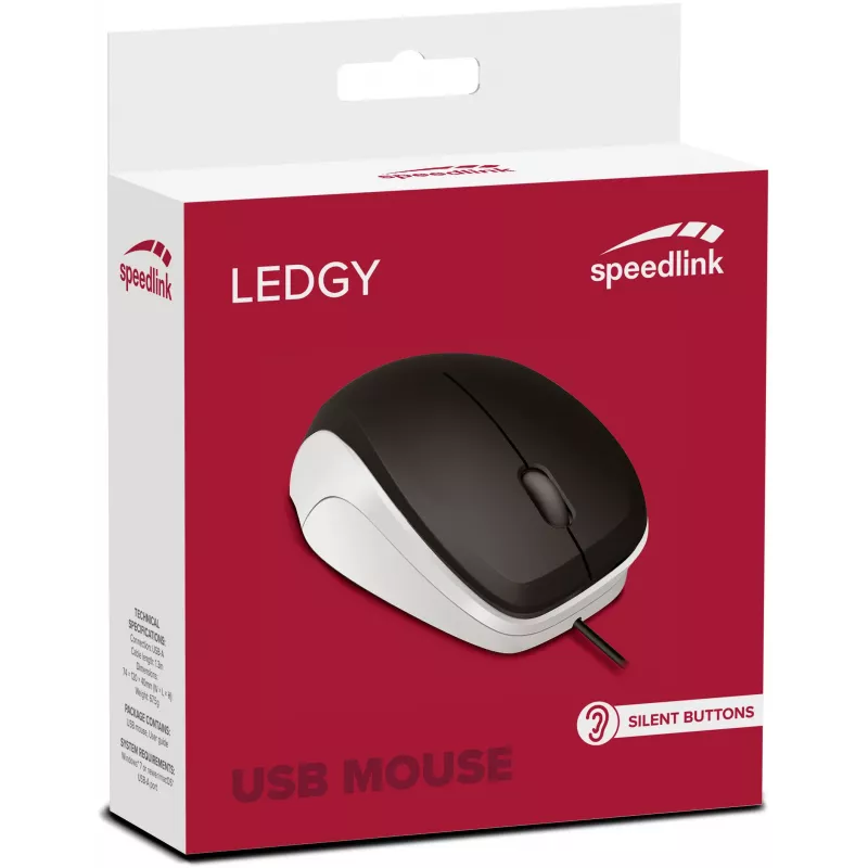 Speedlink Ledgy Silent myš, čierna/biela (SL-610015-BKWE)