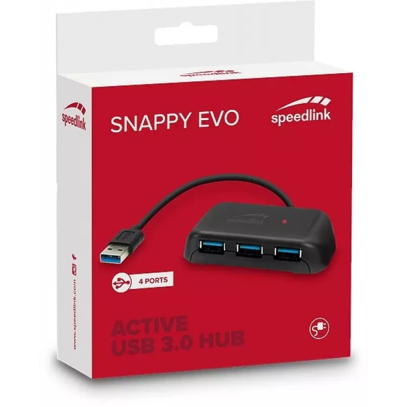 Speedlink Snappy Evo 4-portový USB 3.0 rozbočovač (SL-140106-BK)