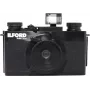 ILFORD PIXIE 35mm point & shoot filmový fotoaparát – strieborný/čierny, vstavaný blesk, autofokus