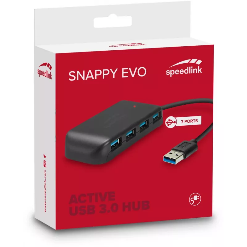 Speedlink Snappy Evo 7-portový USB 3.0 rozbočovač (SL-140108-BK)