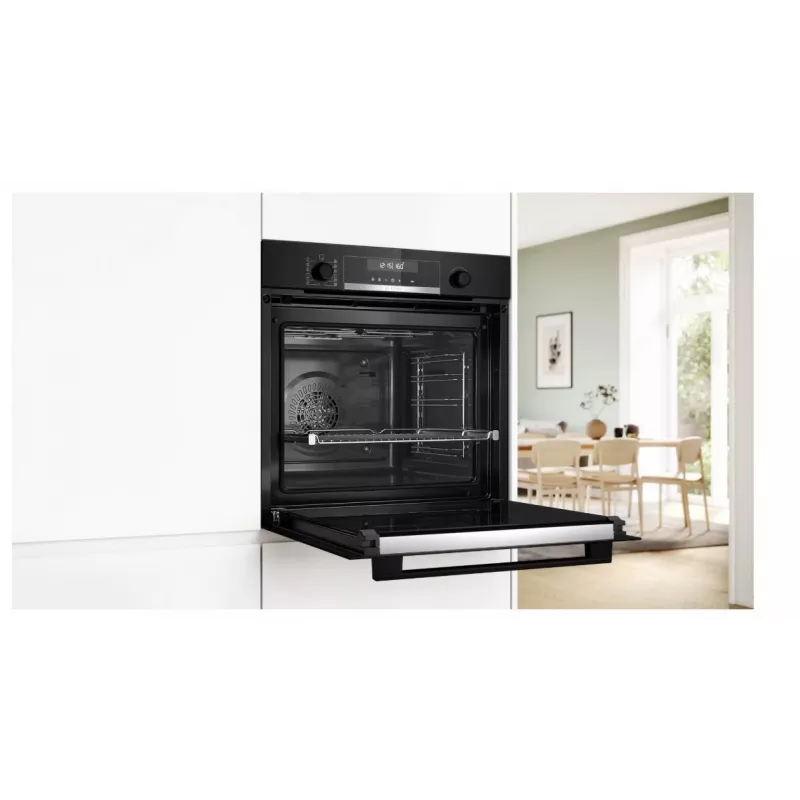 BOSCH Serie 6 vstavaná rúra s AirFry, 71L, pyrolytické samočistenie, čierna (HBG578EB3)