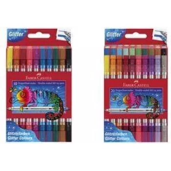 Faber-Castell Glitter dvojité fixky, 20 balenie so širokým a jemným hrotom (3-5 mm / 1 mm), umývateľné - 151108