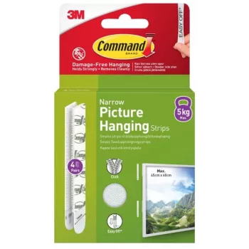 3M Command samolepiace pásiky úzke, 4 ks, biele (7100337191)