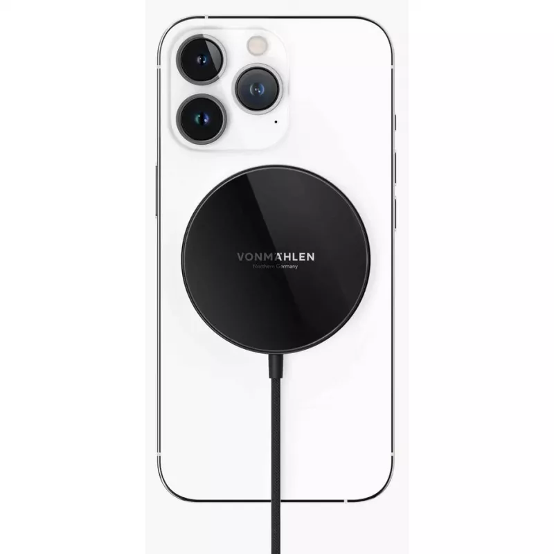 Vonmählen Aura Mini magnetická bezdrôtová nabíjačka s USB-C káblom, 15W, čierna