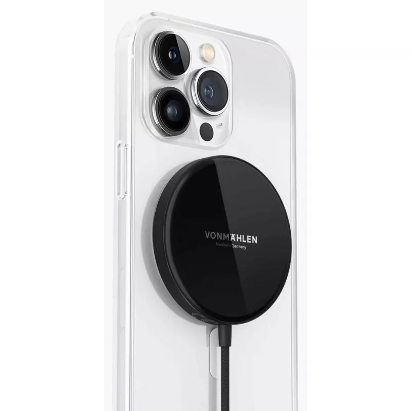 Vonmählen Aura Mini magnetická bezdrôtová nabíjačka s USB-C káblom, 15W, čierna